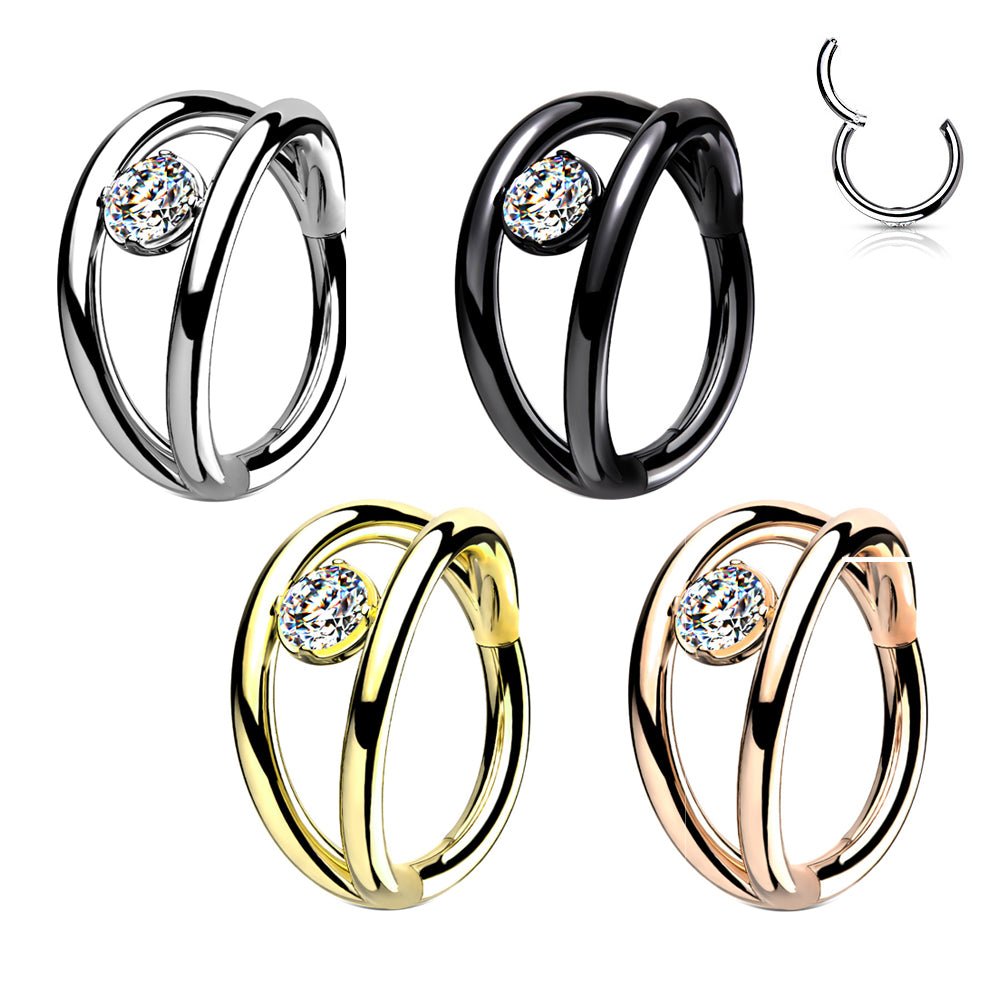 1.2mm Clicker-rengas Double Hoop Zircon