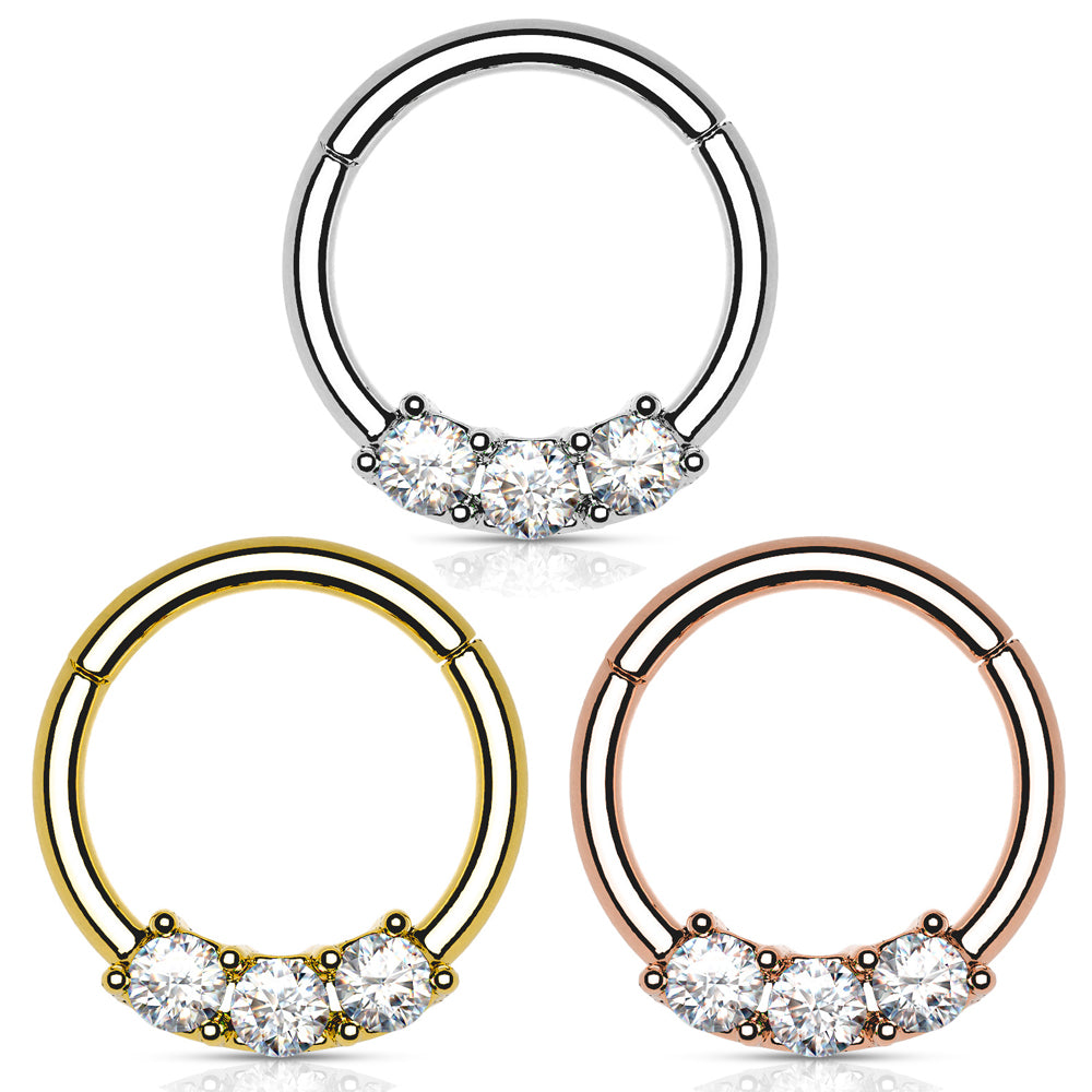 1.2mm Clicker Rengas Triple Zircon