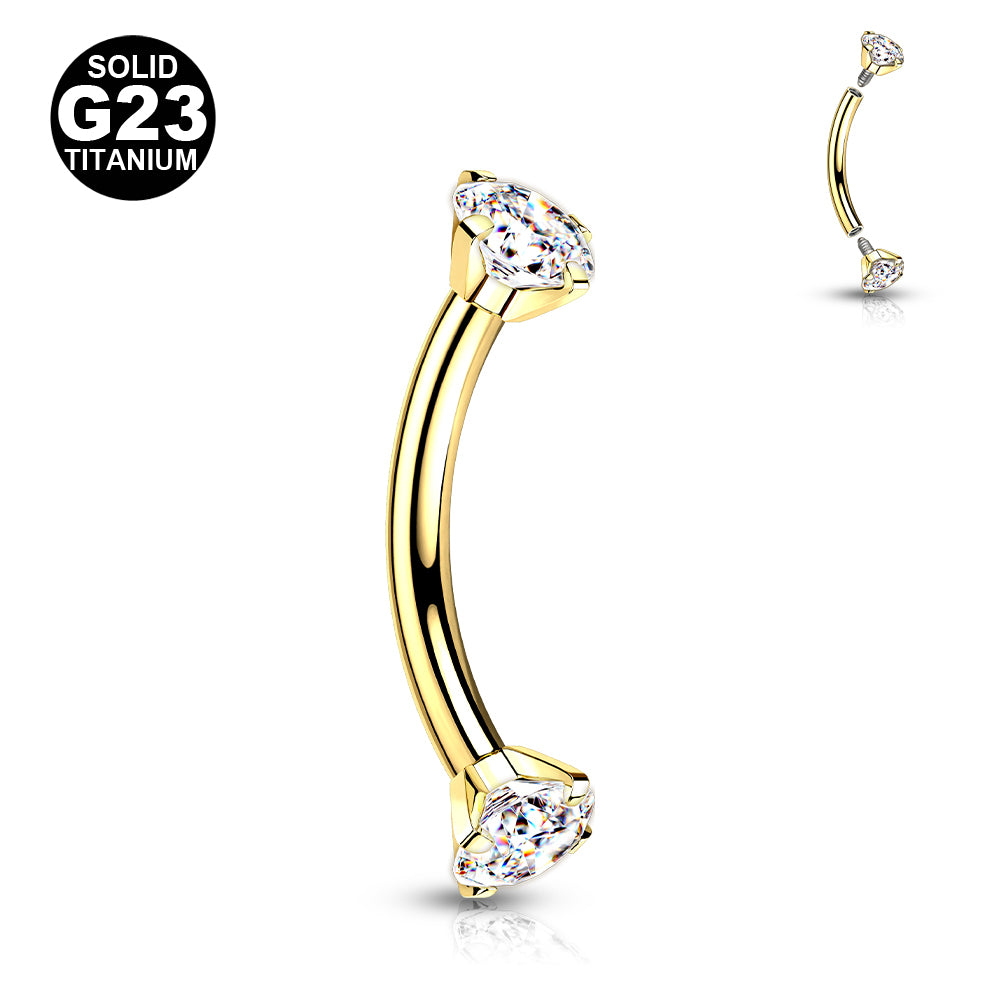 1.2mm Titaani Kullanvärinen Bananabelli Double Zircon