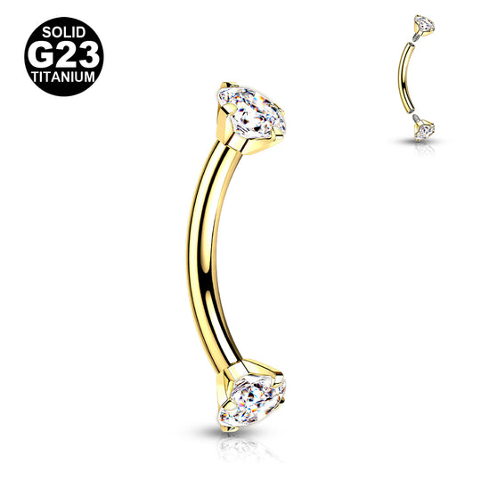 1.2mm Titaani Kullanvärinen Bananabelli Double Zircon