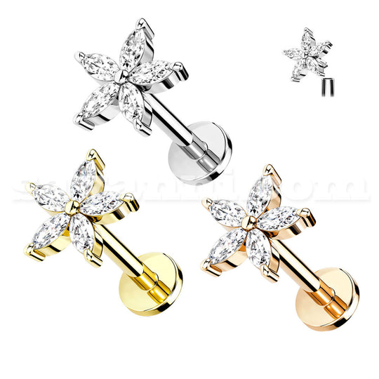 1.2mm Labret Zircon Daisy