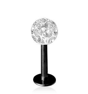 Musta 1.2mm Labret Crystal Pallo 5mm