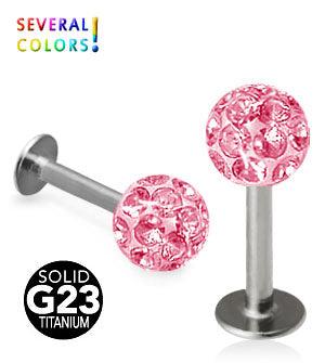 Titanium labret with crystal ball
