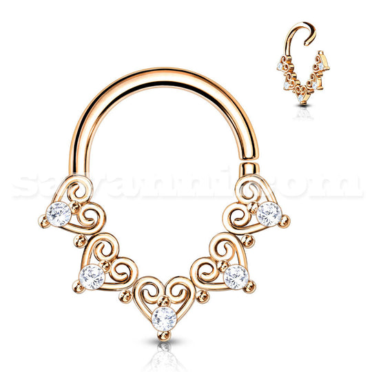 Lävistysrengas Filigree Zircon Heart