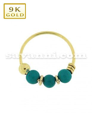 Rengas Kulta 9K Turquoise Trinity