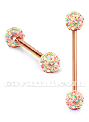 1.6mm Barbell Lävistyskoru Rose Gold Crystal