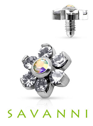Dermal Anchor Kirurginteräs Irtopää Kukka Strass