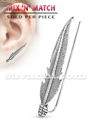 Kiipeävä Korvakoru Hopea Sulka