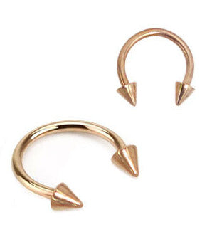 Circular barbell rose gold spikes