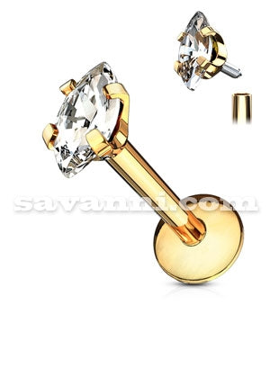 1.2mm Kullanvärinen Labret Lävistyskoru Marquise Zircon