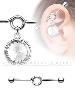 Industrial Barbell Gem Charm Dangle
