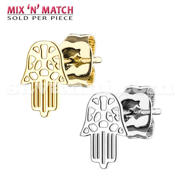 Kirurginteräs Korvanappi Hamsa