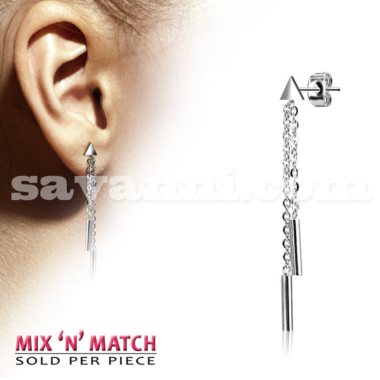 Kirurginteräs Korvakoru Kolmio & Ketjut