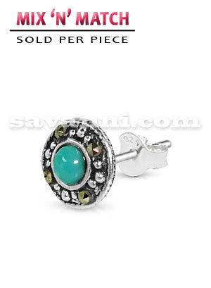 Korvakoru Hopea Ornament Turquoise Stone & Strass