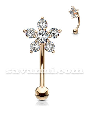 1.2mm Lävistyskoru Banaani Zirkoni Kukka Kullattu