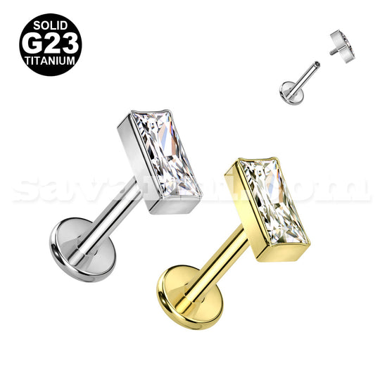 Titanium labret square zircon