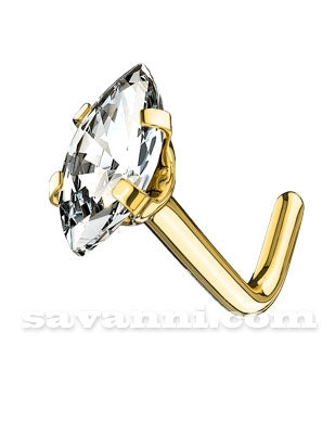 L-Taivutettu Nenäkoru Kirkas Marquise Zircon