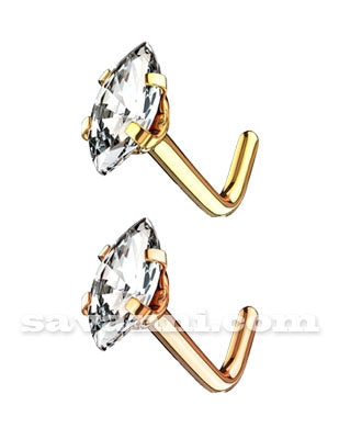 L-Taivutettu Nenäkoru Kirkas Marquise Zircon