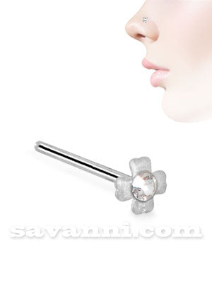 Nenäkoru Suora Hopea Clover Cross Strass