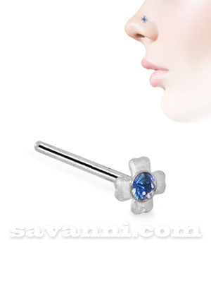 Nenäkoru Suora Hopea Clover Cross Strass