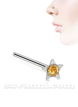 Nenäkoru Suora Hopea Tähti Strass