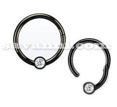 1.2mm Musta Lävistysrengas Clicker Pallo Strass