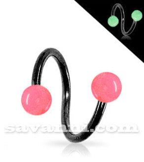 1.2mm Musta Spiraali Loistaa Pimeässä Pallot 4mm