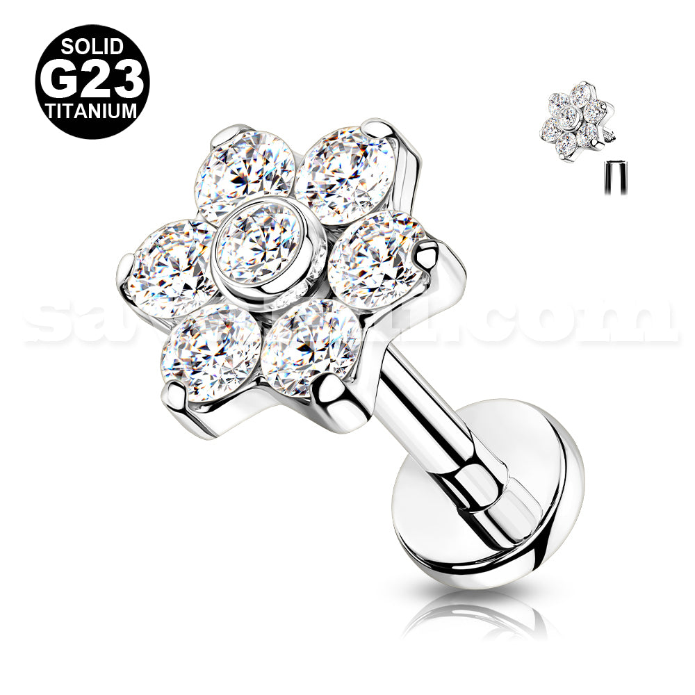 1.2mm Titaani Labret Zircon Flower