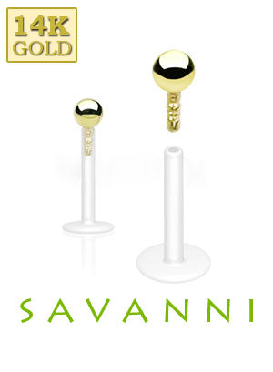 1.2mm Bioflex Labret 14K Goldpallo