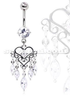 Belly Piercing Chandelier Heart